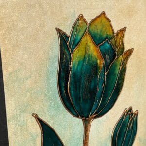 Petrol elegancia – üvegfestmény