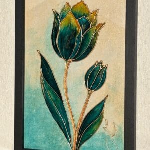 Petrol elegancia – üvegfestmény
