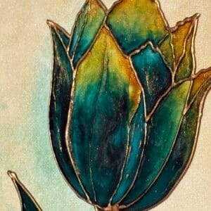 Petrol elegancia – üvegfestmény