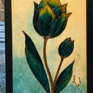 Petrol elegancia – üvegfestmény