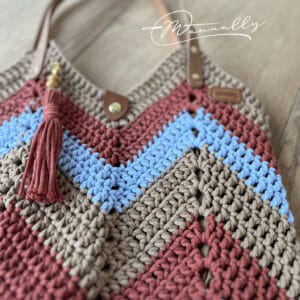 Toscana kézzel horgolt chevron mintás válltáska