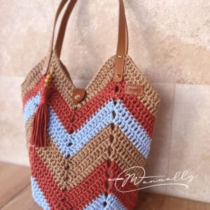 Toscana kézzel horgolt chevron mintás válltáska