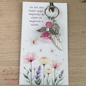 Óvónéni dadus ajándék angyal kulcstartó pink