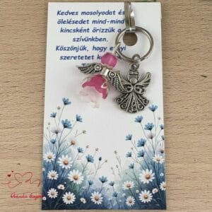 Óvónéni dadus ajándék angyal kulcstartó pink
