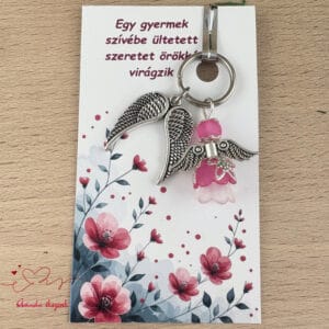 Óvónéni dadus ajándék angyal kulcstartó pink