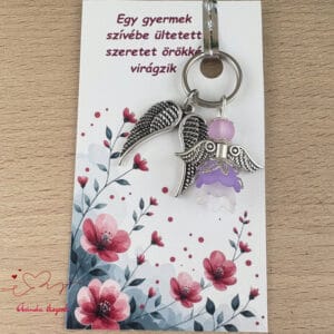 Óvónéni dadus ajándék angyal kulcstartó lila