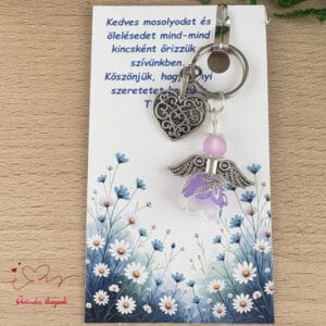 Óvónéni dadus ajándék angyal kulcstartó lila