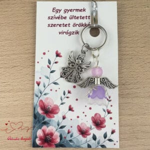 Óvónéni dadus ajándék angyal kulcstartó lila