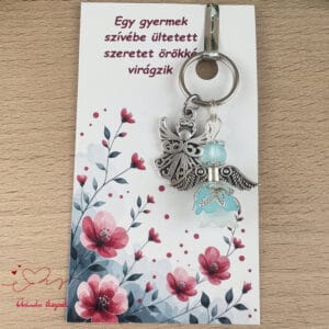 Óvónéni dadus ajándék angyal kulcstartó világoskék