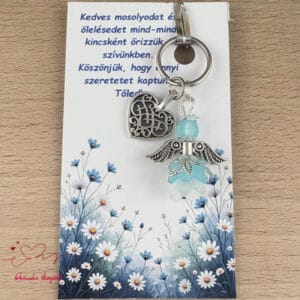 Óvónéni dadus ajándék angyal kulcstartó világoskék