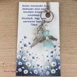 Óvónéni dadus ajándék angyal kulcstartó világoskék
