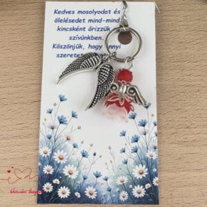 Óvónéni dadus ajándék angyal kulcstartó piros
