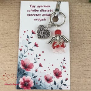 Óvónéni dadus ajándék angyal kulcstartó piros