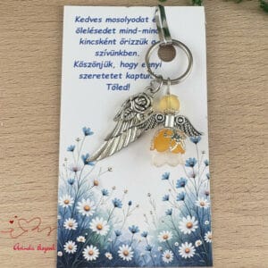 Óvónéni dadus ajándék angyal kulcstartó narancs