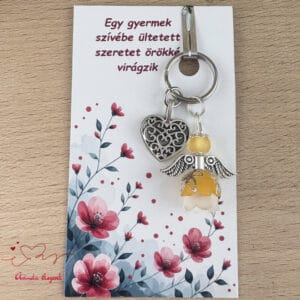 Óvónéni dadus ajándék angyal kulcstartó narancs
