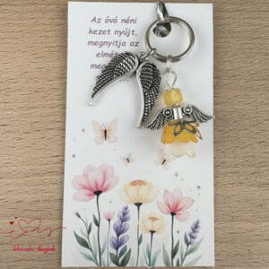 Óvónéni dadus ajándék angyal kulcstartó narancs