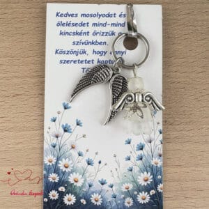 Óvónéni dadus ajándék angyal kulcstartó fehér