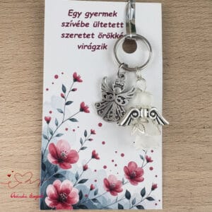Óvónéni dadus ajándék angyal kulcstartó fehér