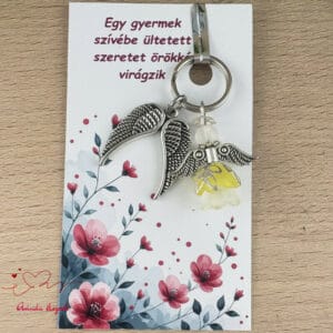 Óvónéni dadus ajándék angyal kulcstartó sárga