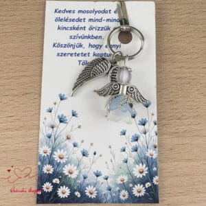 Óvónéni dadus ajándék angyal kulcstartó sötétkék