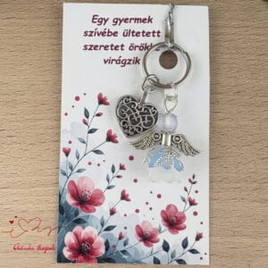Óvónéni dadus ajándék angyal kulcstartó sötétkék
