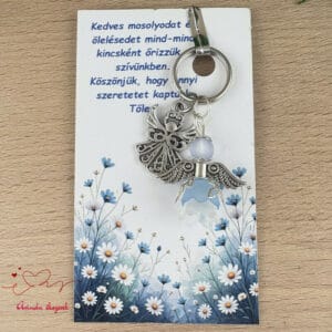 Óvónéni dadus ajándék angyal kulcstartó sötétkék