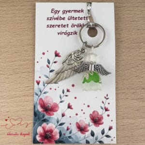 Óvónéni dadus ajándék angyal kulcstartó zöld