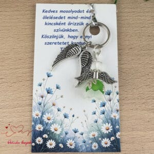 Óvónéni dadus ajándék angyal kulcstartó zöld