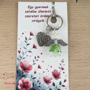 Óvónéni dadus ajándék angyal kulcstartó zöld