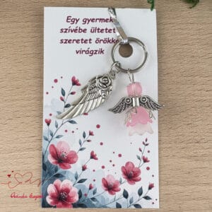 Óvónéni dadus ajándék angyal kulcstartó rózsaszín