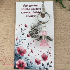 Óvónéni dadus ajándék angyal kulcstartó rózsaszín