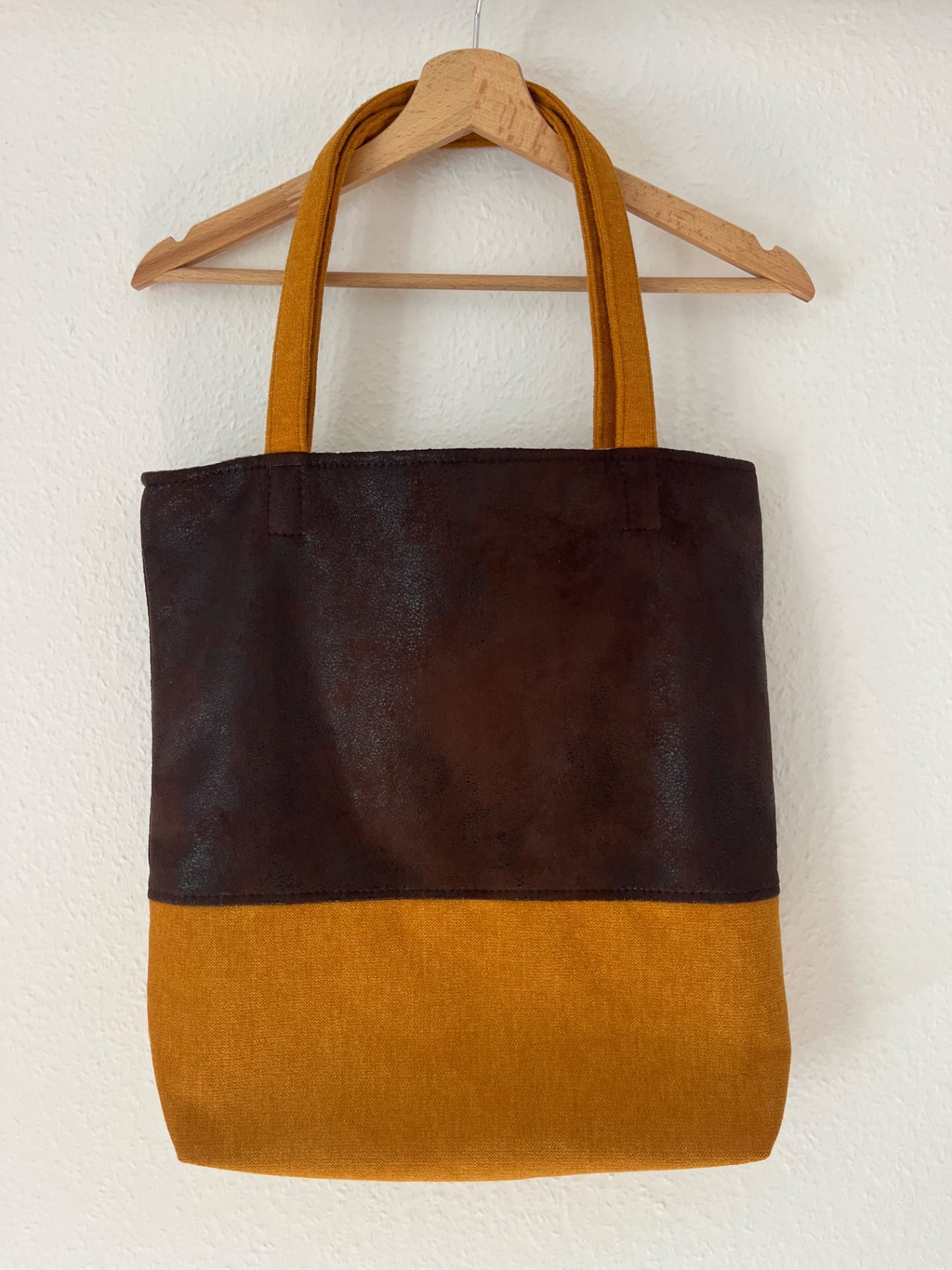 Barna és mustár tote bag