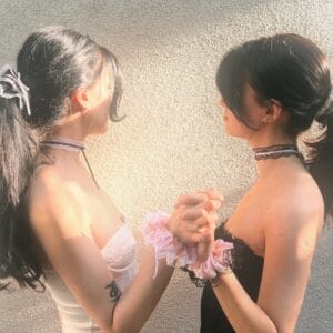 Selene Scrunchies – hajgumi, csipkével, szalaggal-rózsaszín