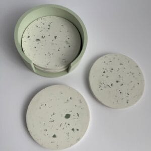 FruMera Olívazöld terrazzo akrilgyanta poháralátét szett