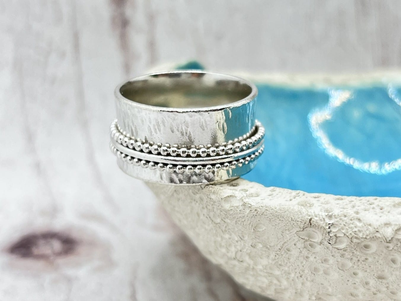 Pörgethető sterling ezüst gyűrű – meditációs spinner gyűrű