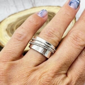 Pörgethető sterling ezüst gyűrű – meditációs spinner gyűrű