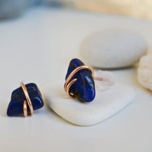 Valódi Bronz fülbevaló – lapis lazuli, beszúrós