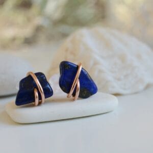 Valódi Bronz fülbevaló – lapis lazuli, beszúrós