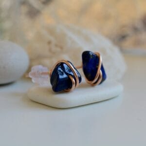 Valódi Bronz fülbevaló – lapis lazuli, beszúrós