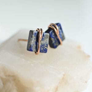 Valódi Bronz fülbevaló – lápisz lazuli, beszúrós
