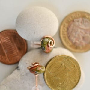 Valódi Bronz fülbevaló – unakit spirál, beszúrós