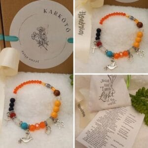 Jézus élete – keresztény történet karkötő-narancs-028