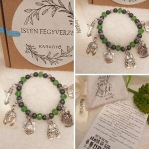 Isten fegyverzete – keresztény történet karkötő-zöld-051