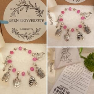 Isten fegyverzete – keresztény történet karkötő-pink-054
