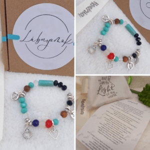 Lábnyomok – keresztény történet karkötő-türkiz-069