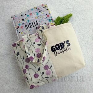 GOD’S daughter- lila virágos-Biblia/könyv tartó,borító