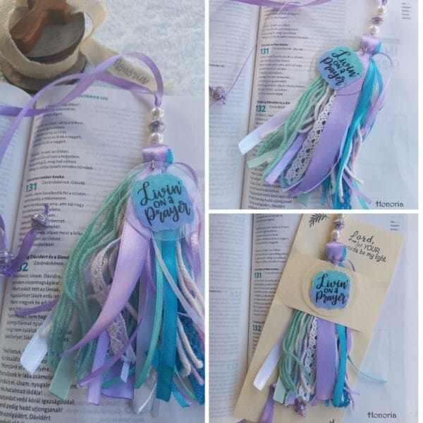 Livin’ ON a Prayer- Bibliai igés bojtos könyvjelző szalaggal