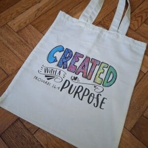 Bibliai igés szatyor- CREATED WITH A PURPOSE Péld 16:4-006