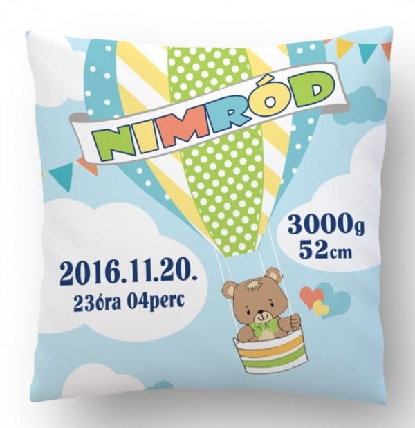 Légballonos Megérkeztem párna Baba párna