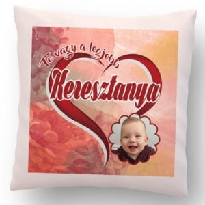 Csodaszép fényképes párna Bordó keresztanya